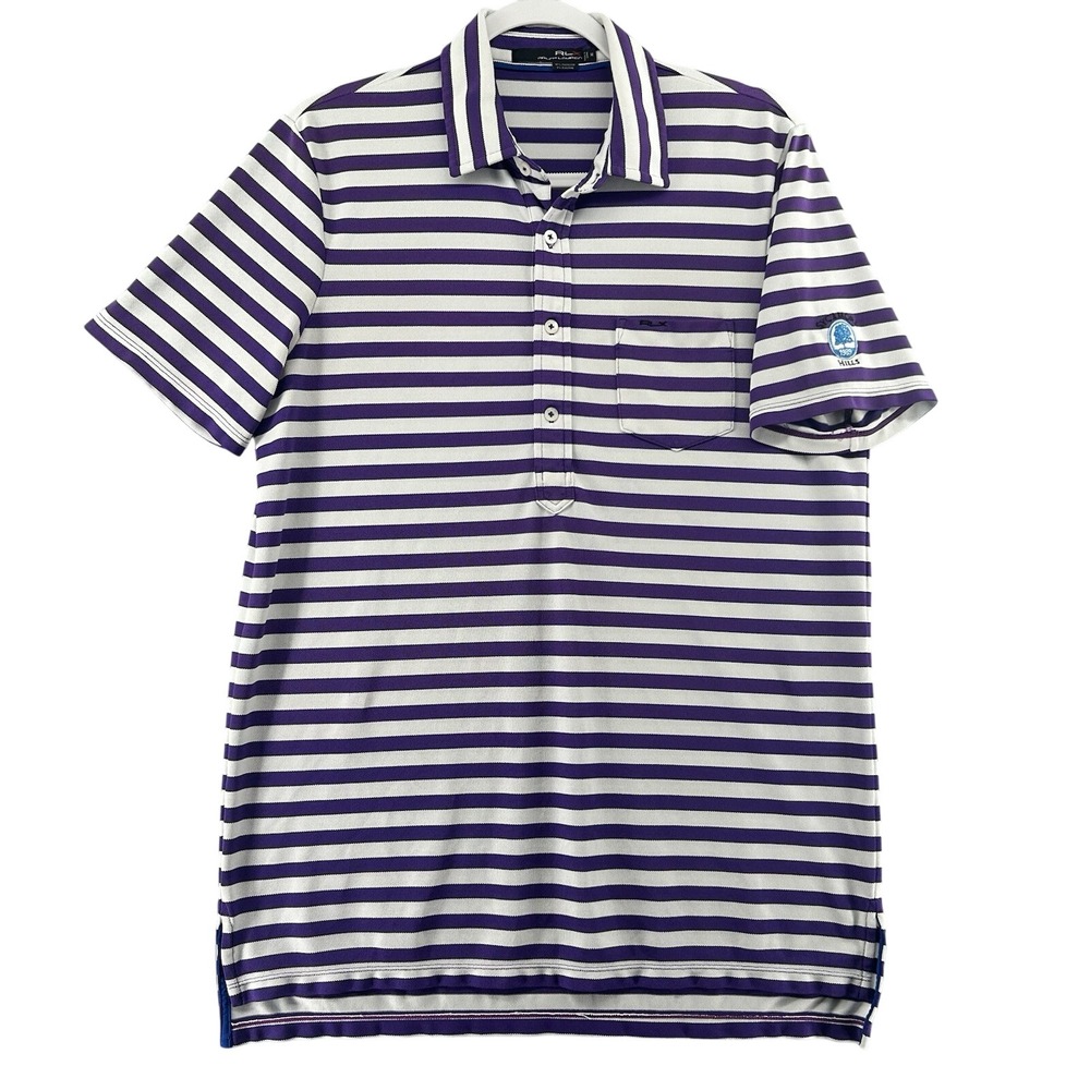 RLX Ralph‎ Lauren Striped Purple White Golf Polo Sycamore Hills Mens Size Medium